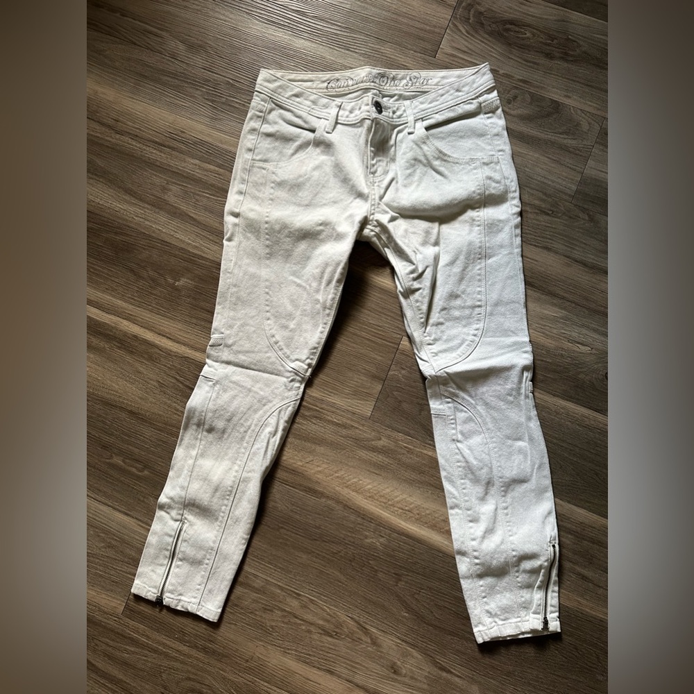 Good Condition Converse White Denim Skinny Cropped Pant with Zippers Size 10
